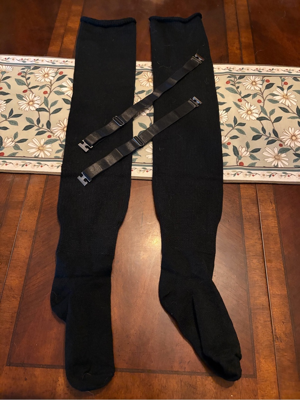 Black thigh high socks with Adjustable Garter Straps